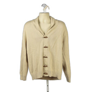 Southern Pines Men's Grandpa Shawl Collar Toggle Closure Beige Cardigan Size L
